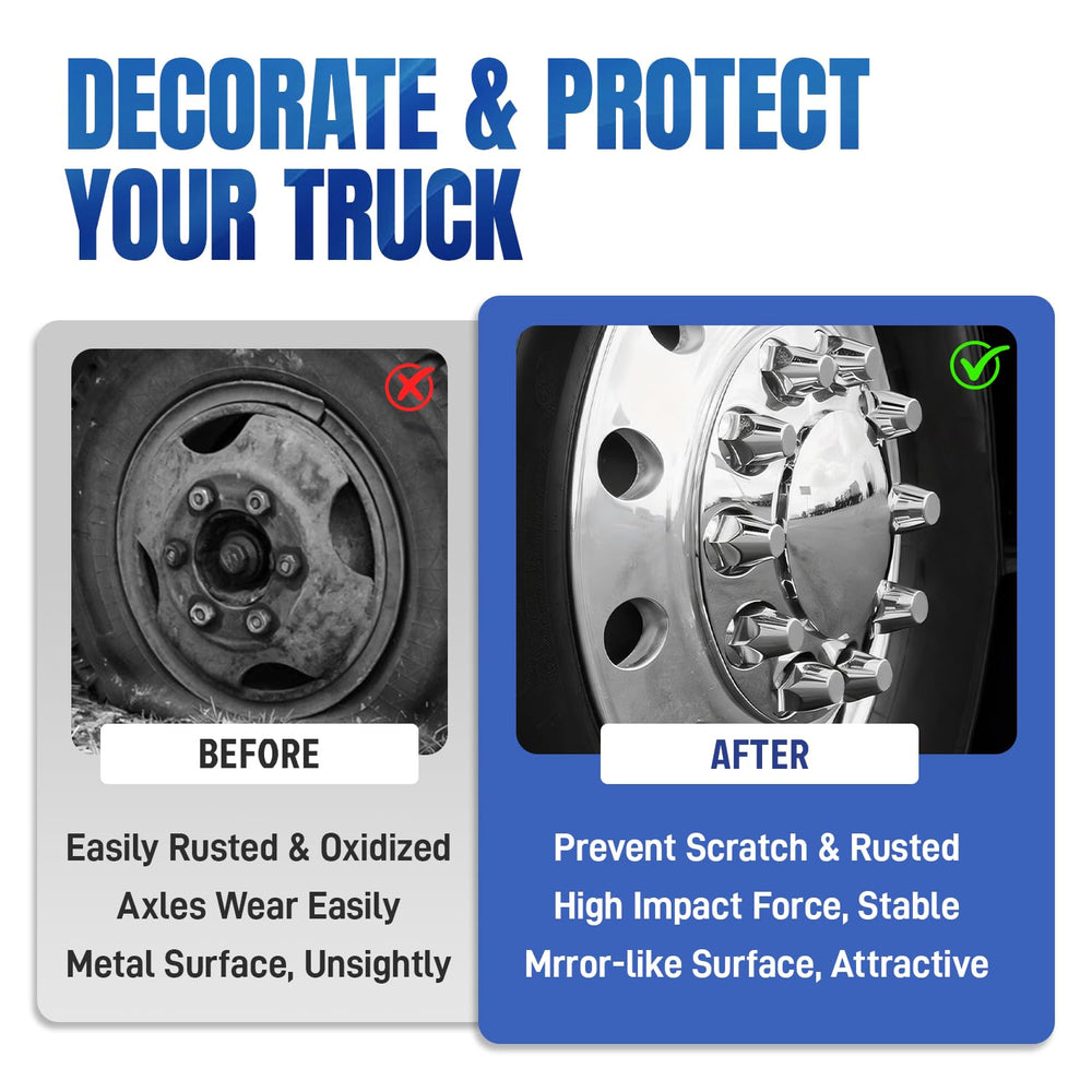 32/33mm Semi Truck Lug Nut Covers Wheel Covers Kit with 2 Front & 4 Rear,...