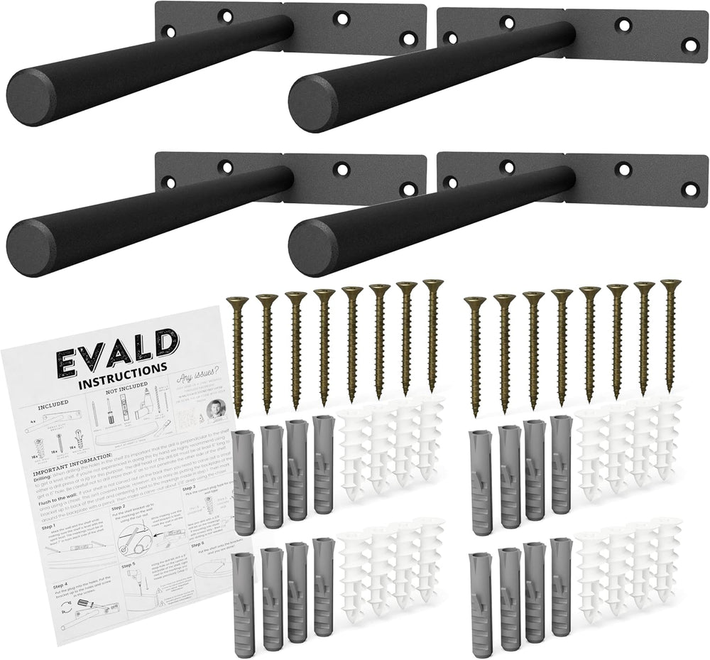 EVALD Heavy Duty Floating Shelf Brackets 8 Inch, Hidden Shelf Brackets with S...