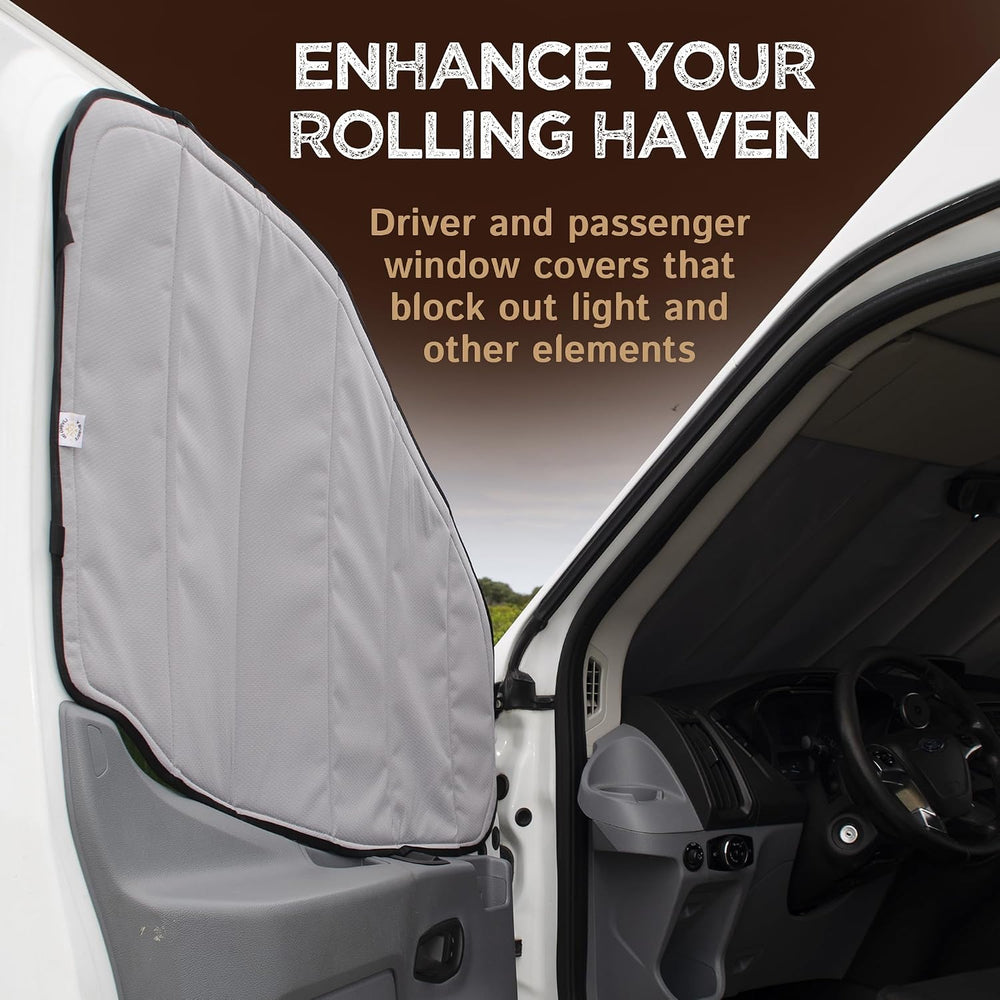 Living in a Bubble Insulated Blackout Front Window Covers (Pair) for Ford Tra...
