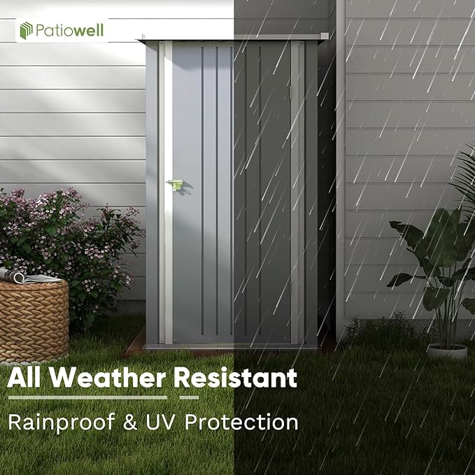 Patiowell 3 x 3 FT Outdoor Storage Shed, Small Garden Tool Storage Shed