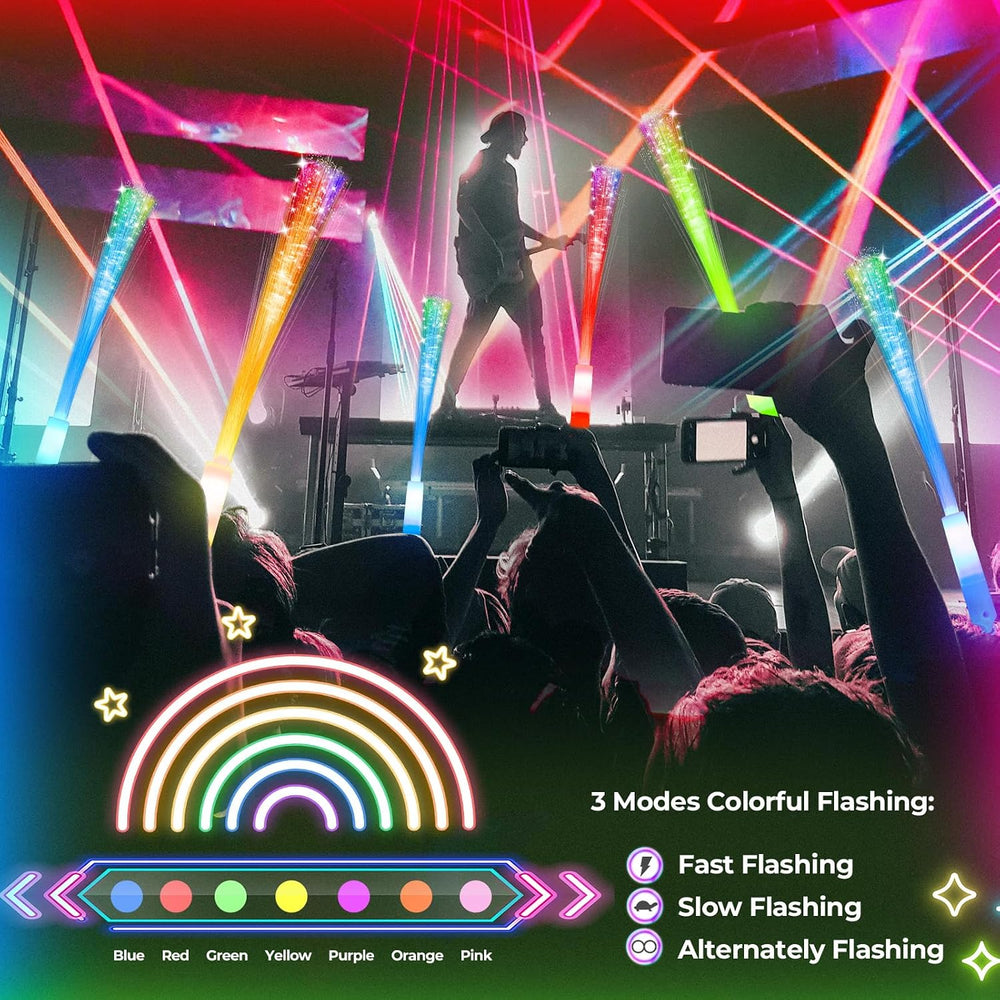 SHQDD 100 PCS Glow Fiber Wands Sticks, LED Light Wands, Glow in The Dark Part...