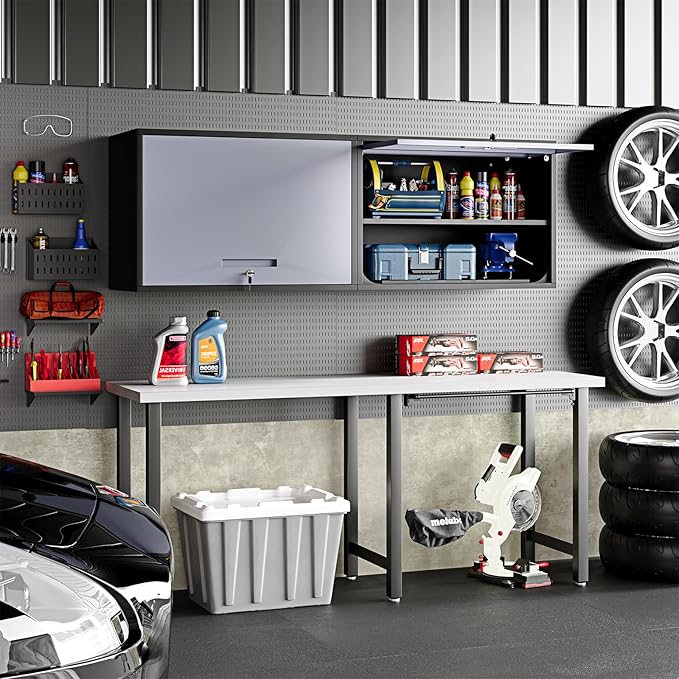 Metal Wall Cabinet for Garage Floating Garage Storage Wall Mount Shop Cabinet
