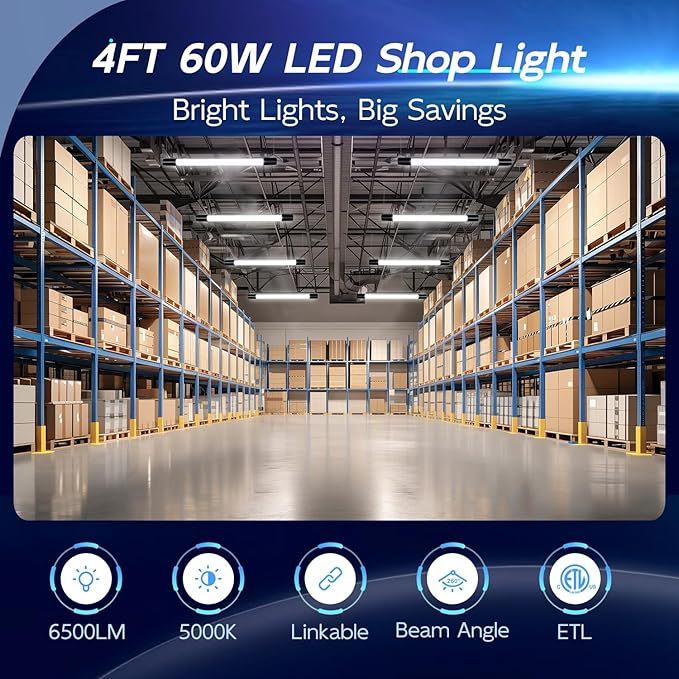 hykolity 6 Pack 4FT Linkable LED Shop Light