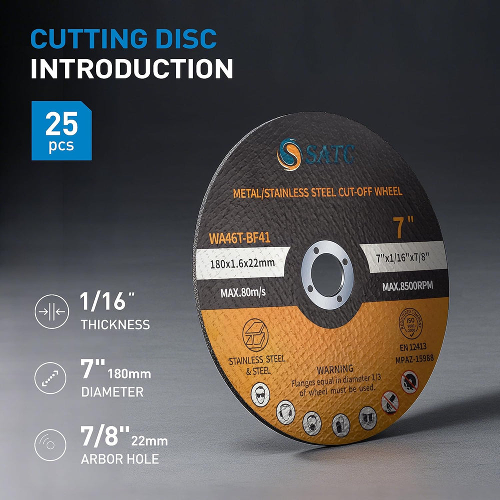 S SATC 7" Cutting Wheel 25 PCS Metal Cutting Blade 7 x 1/16 x 7/8 inch C...