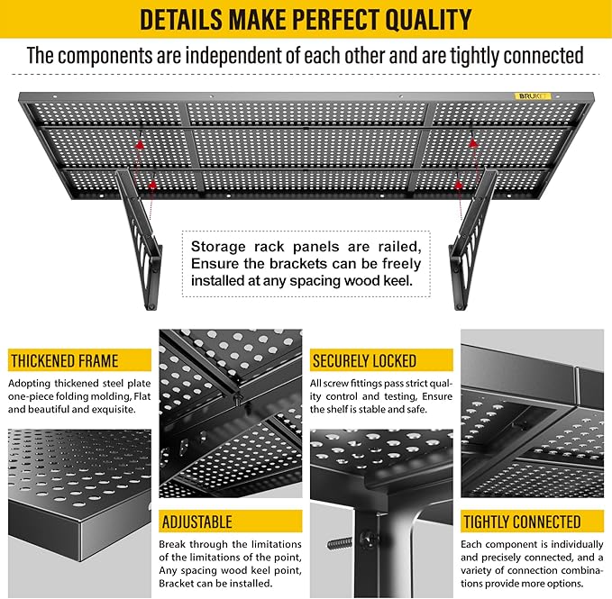 4Pack 1.64x4ft Adjustable Metal Garage Wall Shelving Heavy Duty Garage Storage