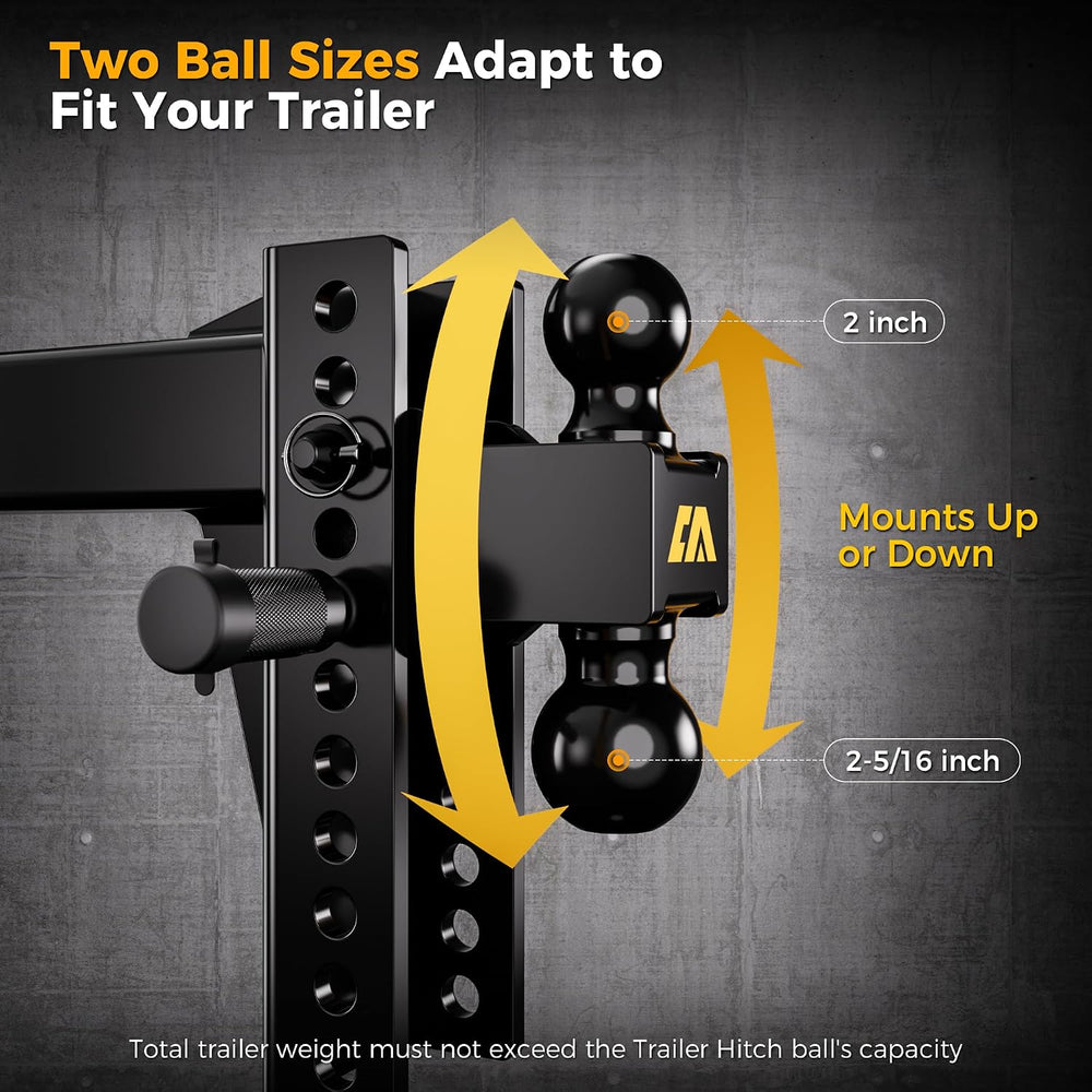 CAMMOO Adjustable Trailer Hitch for 2.5 inch Receiver 8inch Rise/Drop Hitch