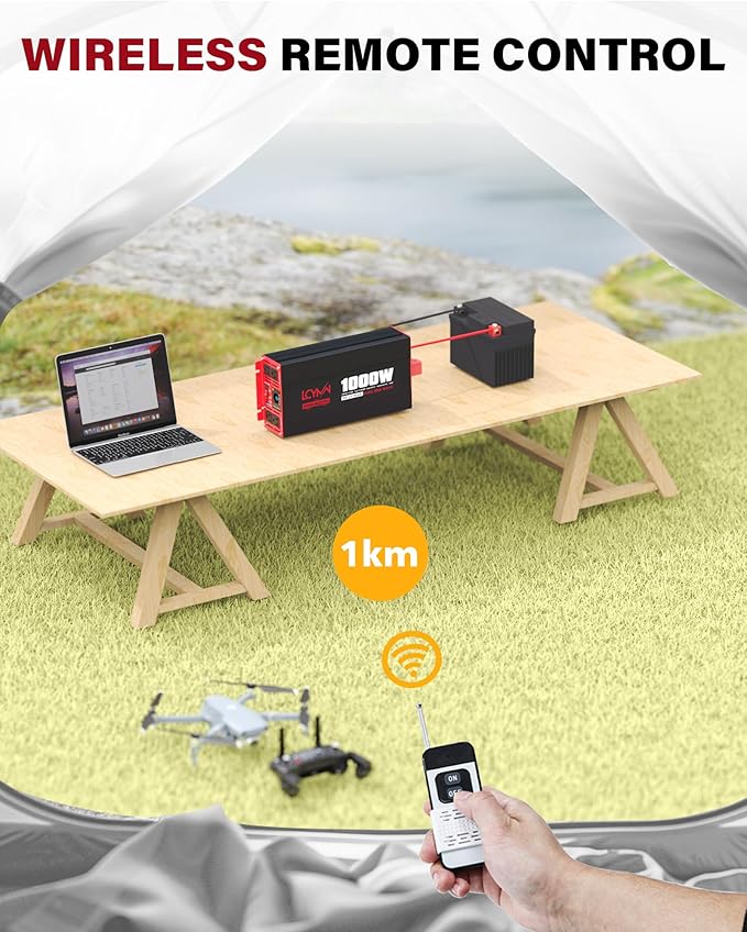 1000 Watts Pure Sine Wave Power Inverter 12V DC to 110V 120V AC Converter