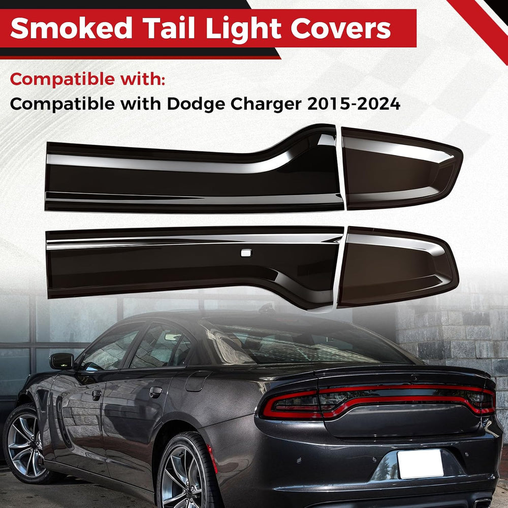 Taillight Protector Covers Compatible with Dodge Charger 2015-2024, ABS Smoke...