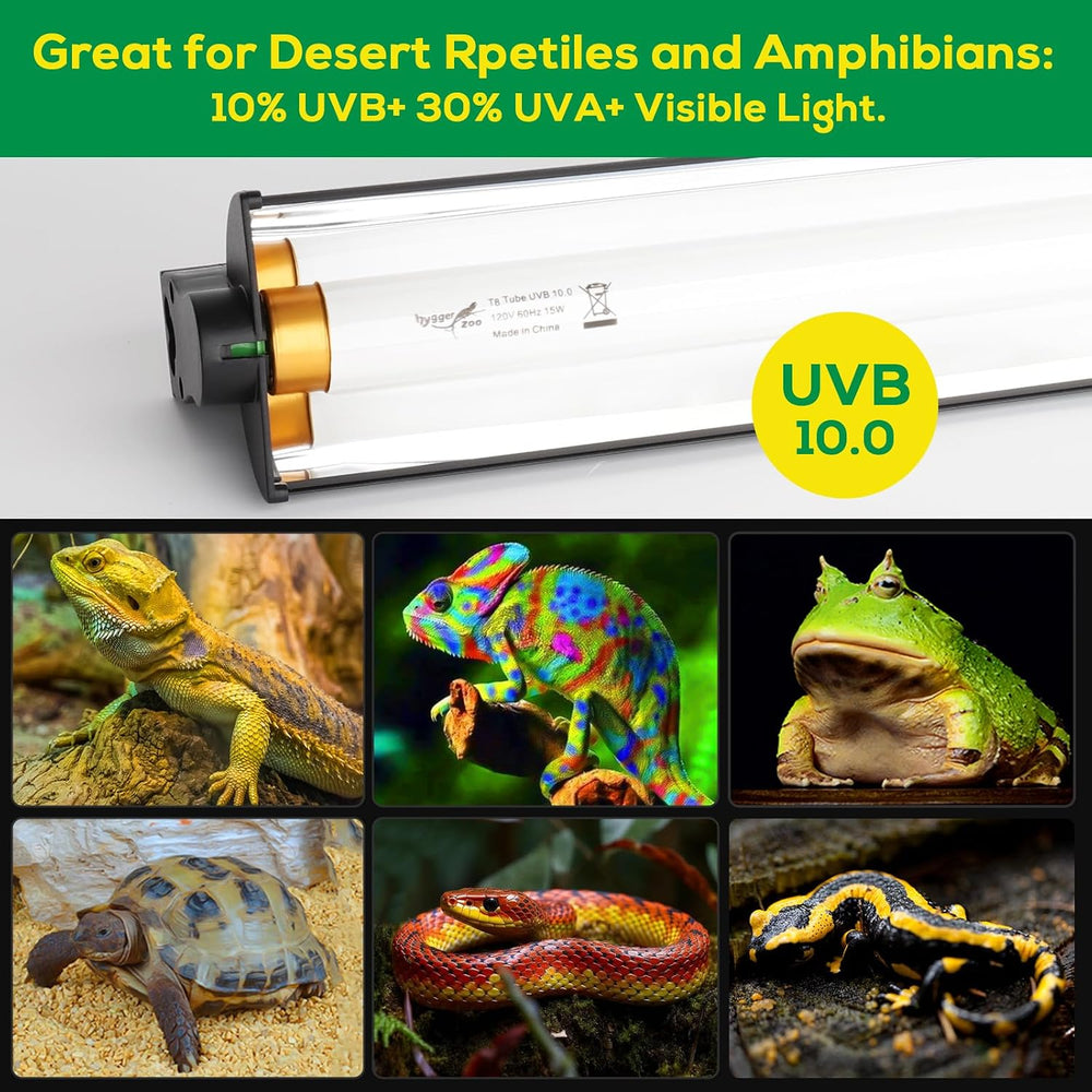 T5 UVB Reptile Light Fixture HO UVB Bulb Lighting Combo Kit, 10.0 UVB Light f...