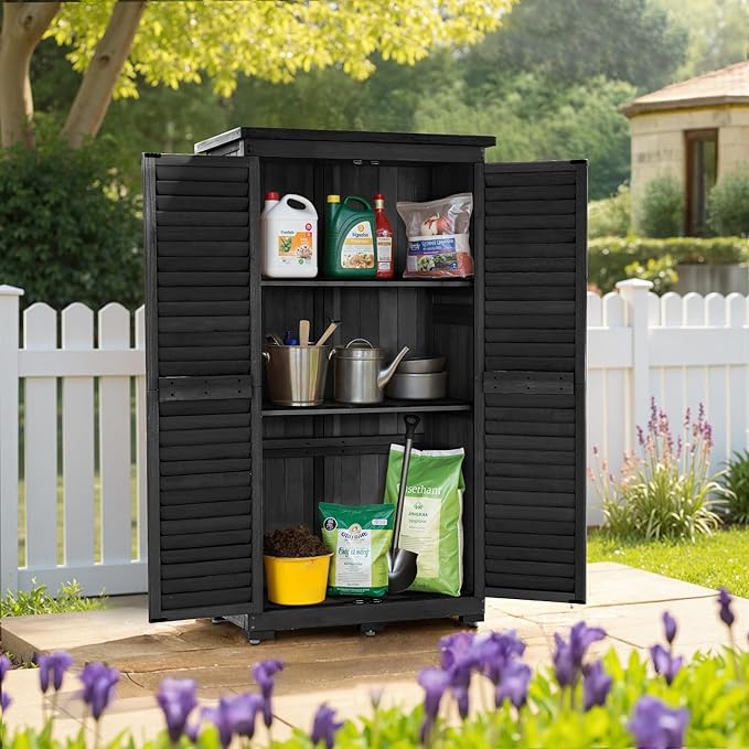 MCombo Outdoor Storage Cabinet, Garden Storage Shed, Outside Vertical Shed