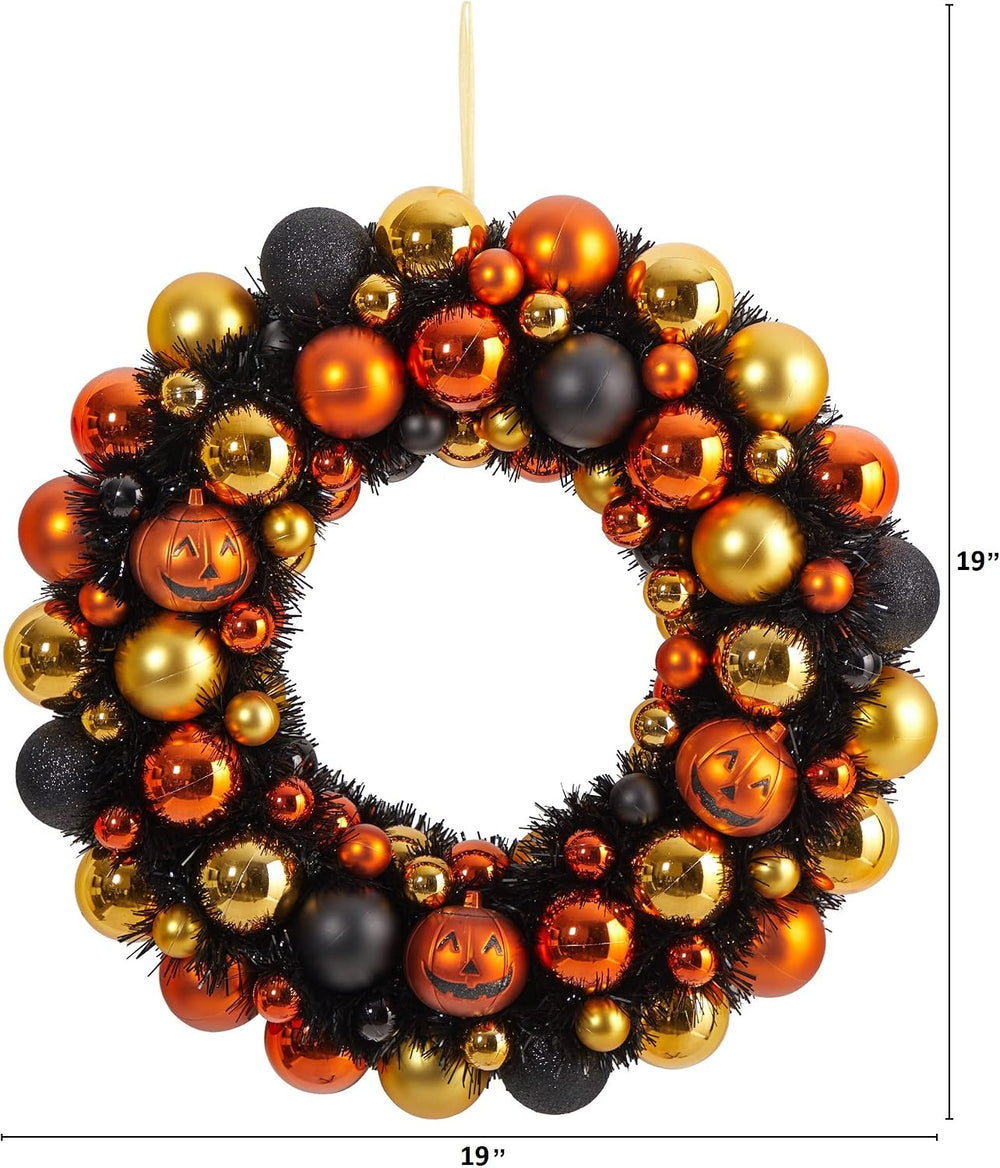 Nearly Natural 19" Shatterproof Pumpkin Ornament Halloween Wreath
