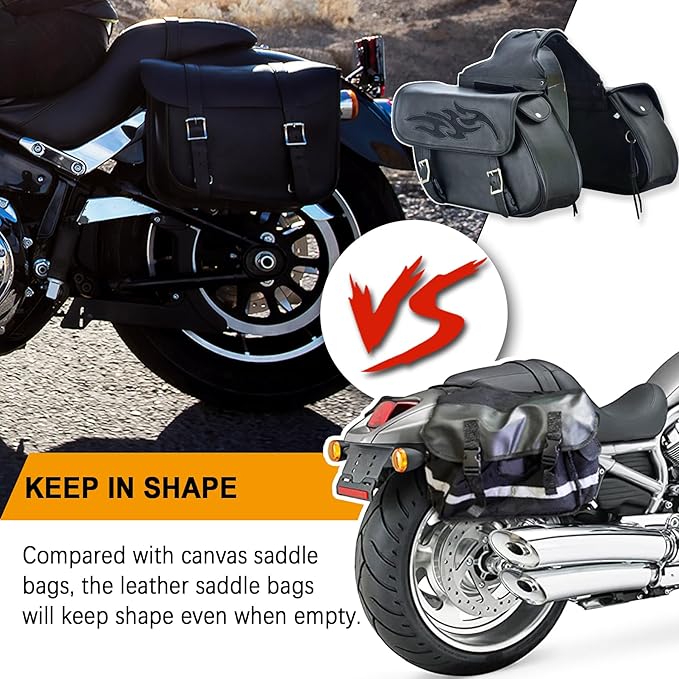Dream Apparel Naked Cowhide Leather Motorcycle Saddle Bags Throw Over Saddlebags
