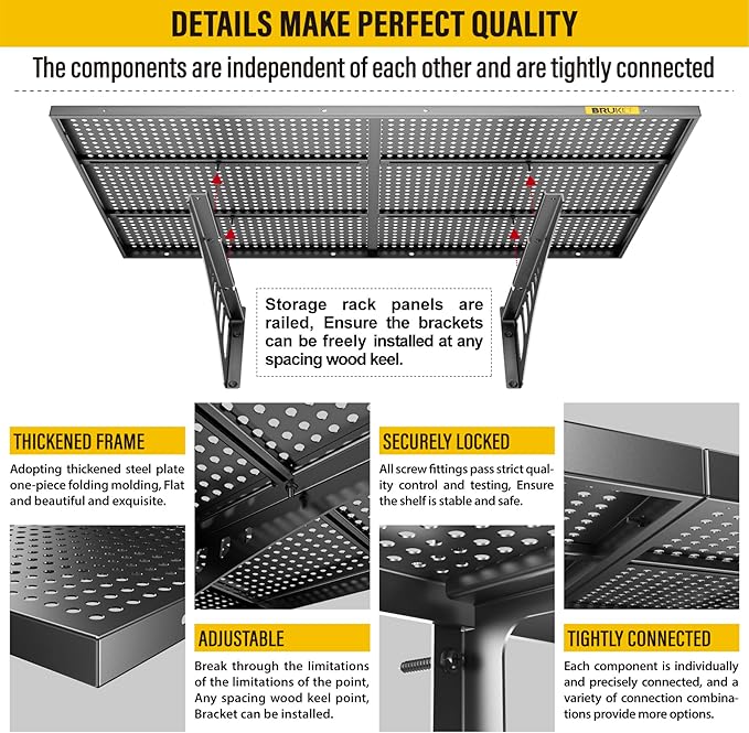 4Pack 2x3ft Adjustable Metal Garage Wall Shelving Heavy Duty Garage Storage