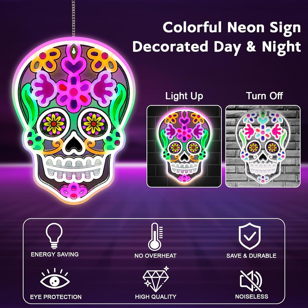 Halloween Day of the Dead LED Neon Signs, Mexican Sugar Skull Neon Lights