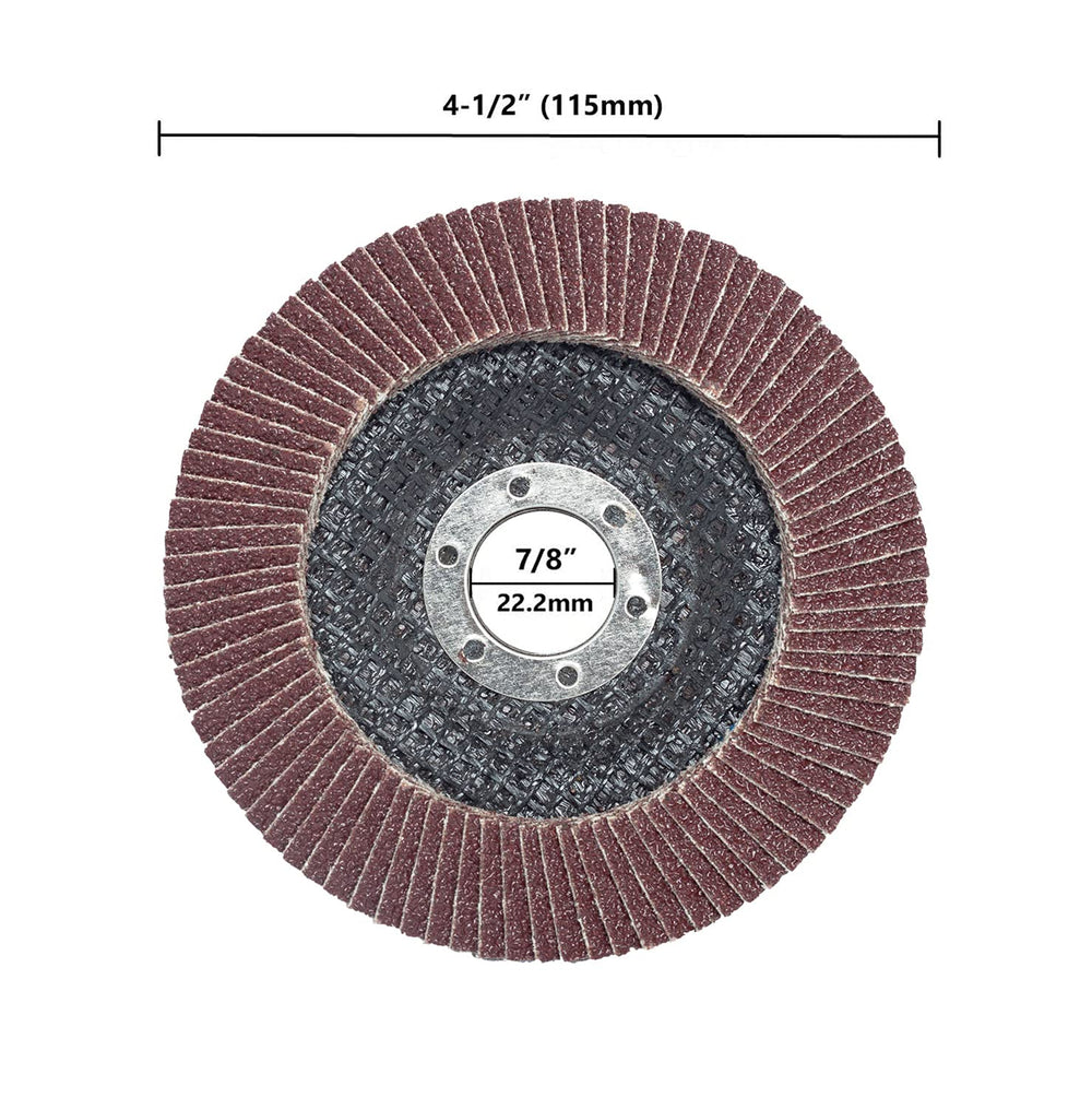 50-Pack 4.5" 40 Grit Flap Discs, Aluminum Oxide Type 27 Grinding Wheels ...