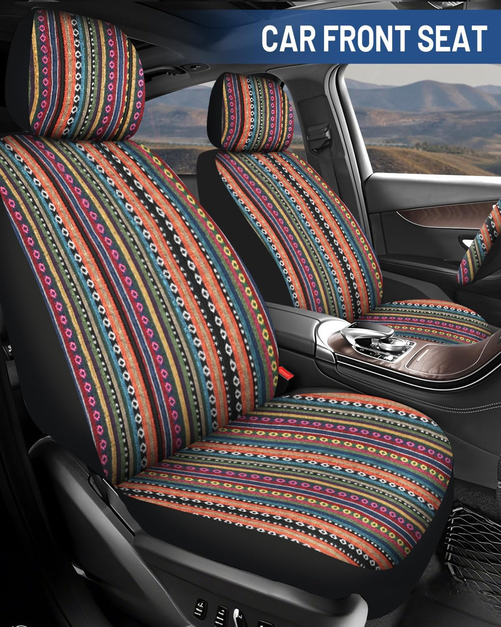 Baja Saddle Blanket Car Seat Covers Full Set 12PCS, Orange