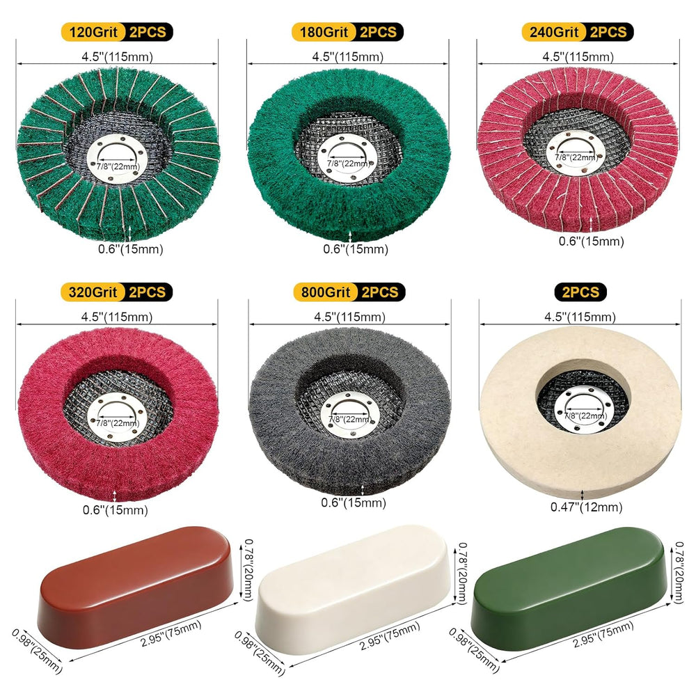 15Pcs 4.5'' Buffing Wheel & Compound Kit, Polishing Wheel for Ang...