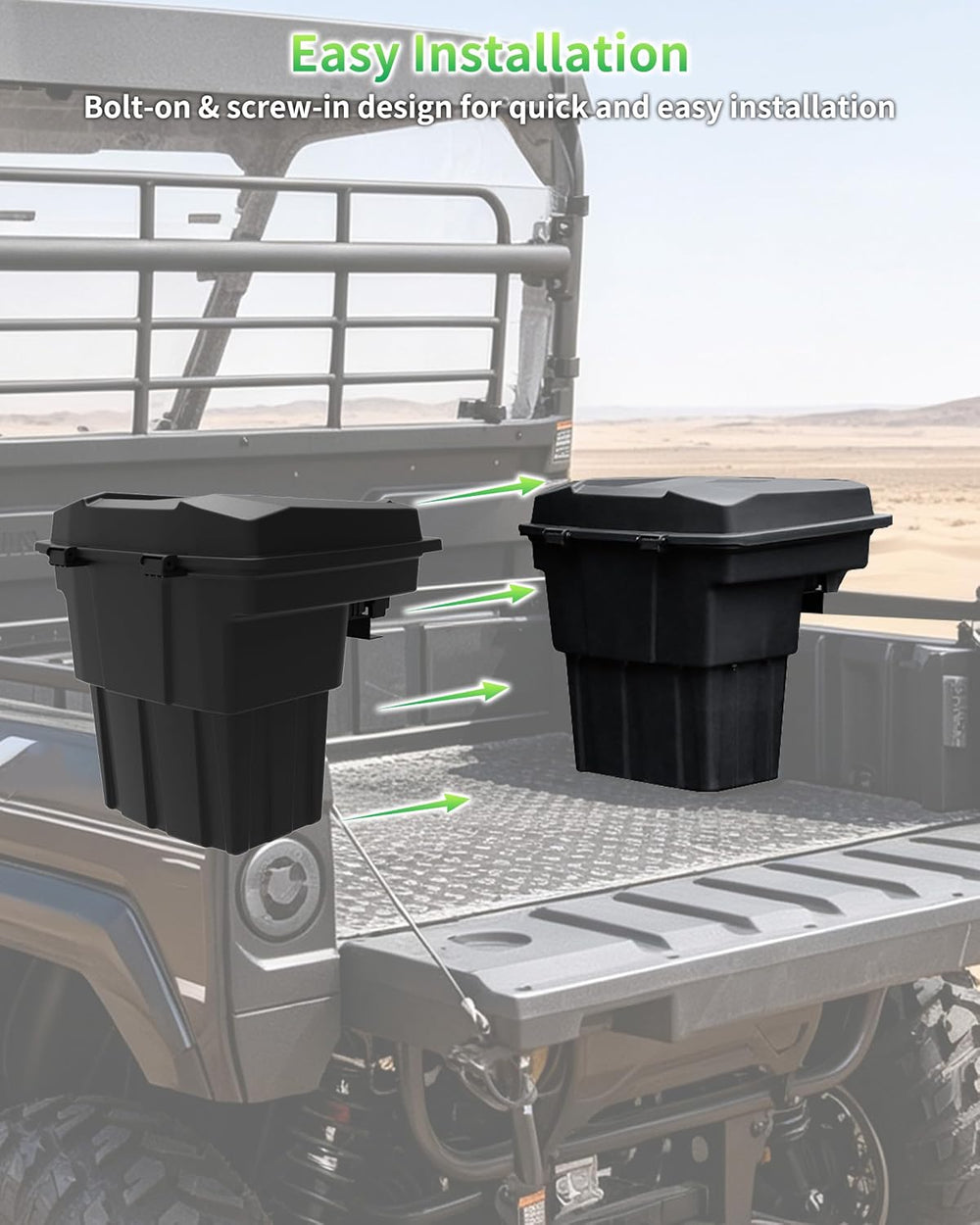 Rear Cargo Box for Kawasaki Mule MX Accessories, Removable Waterproof Storage...