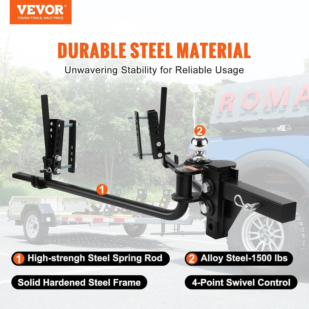 VEVOR Sway Control Weight Distribution Hitch, 1,500 lbs Capacity, Trailer Hit...