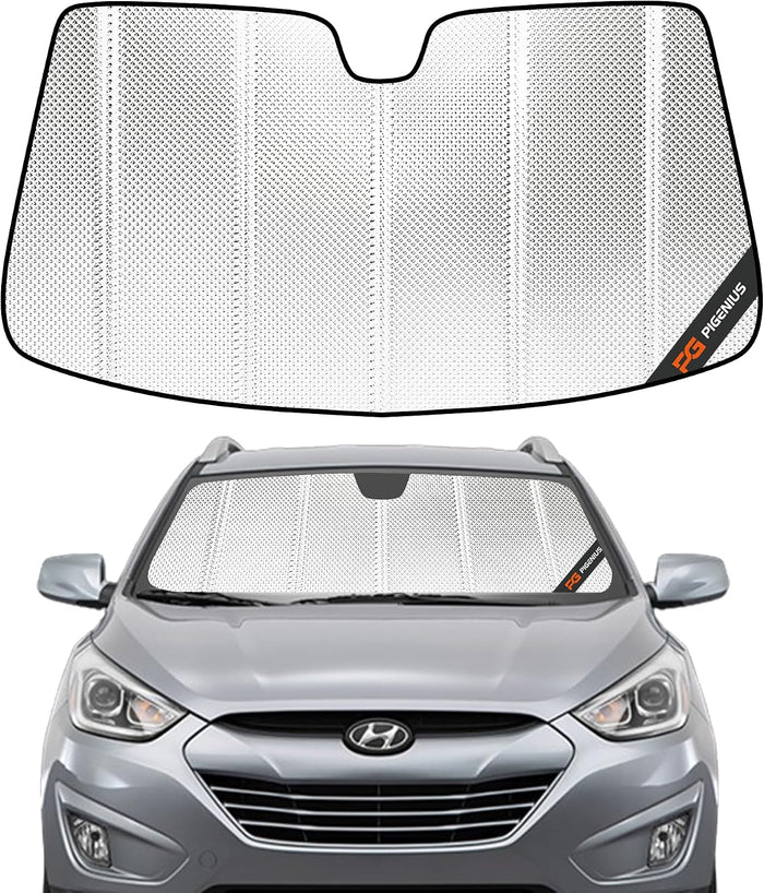 Pigenius Windshield Sun Shade for Hyundai Tucson 2019-2021. Reflective Aluminum Film Front Window Sunshade - BLAZBLOCK