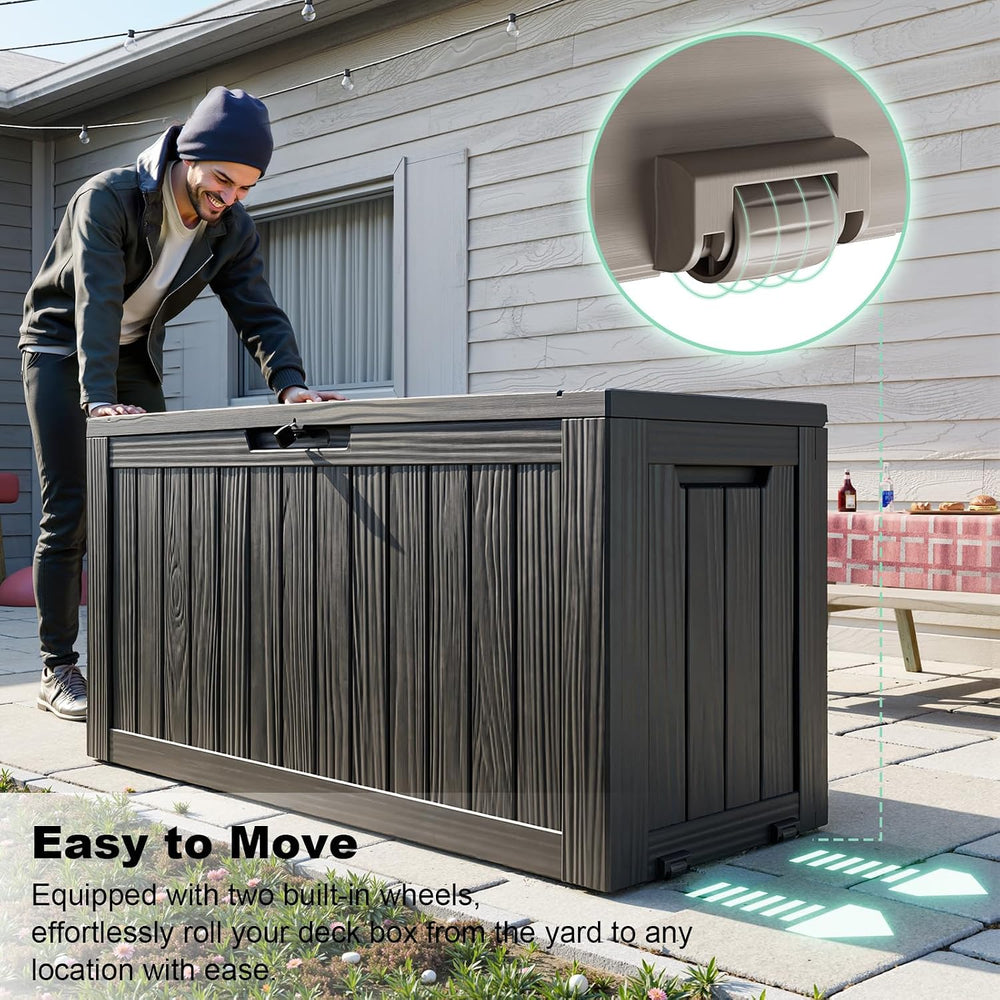 DRATO 75 Gallon Deck Box, Waterproof Resin Large Outdoor Storgae Box for Pati...