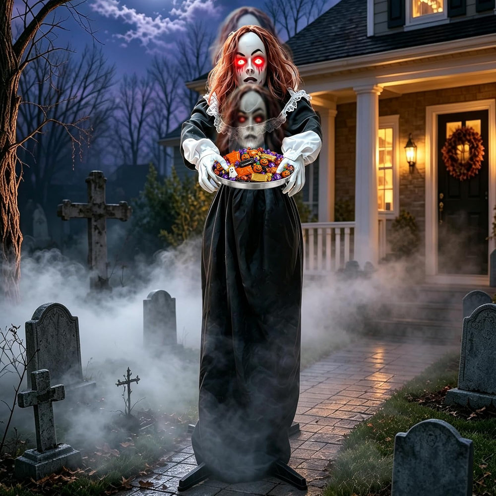 5.3 Ft Scary Halloween Animatronics Decorations Outdoor Life Size Maid