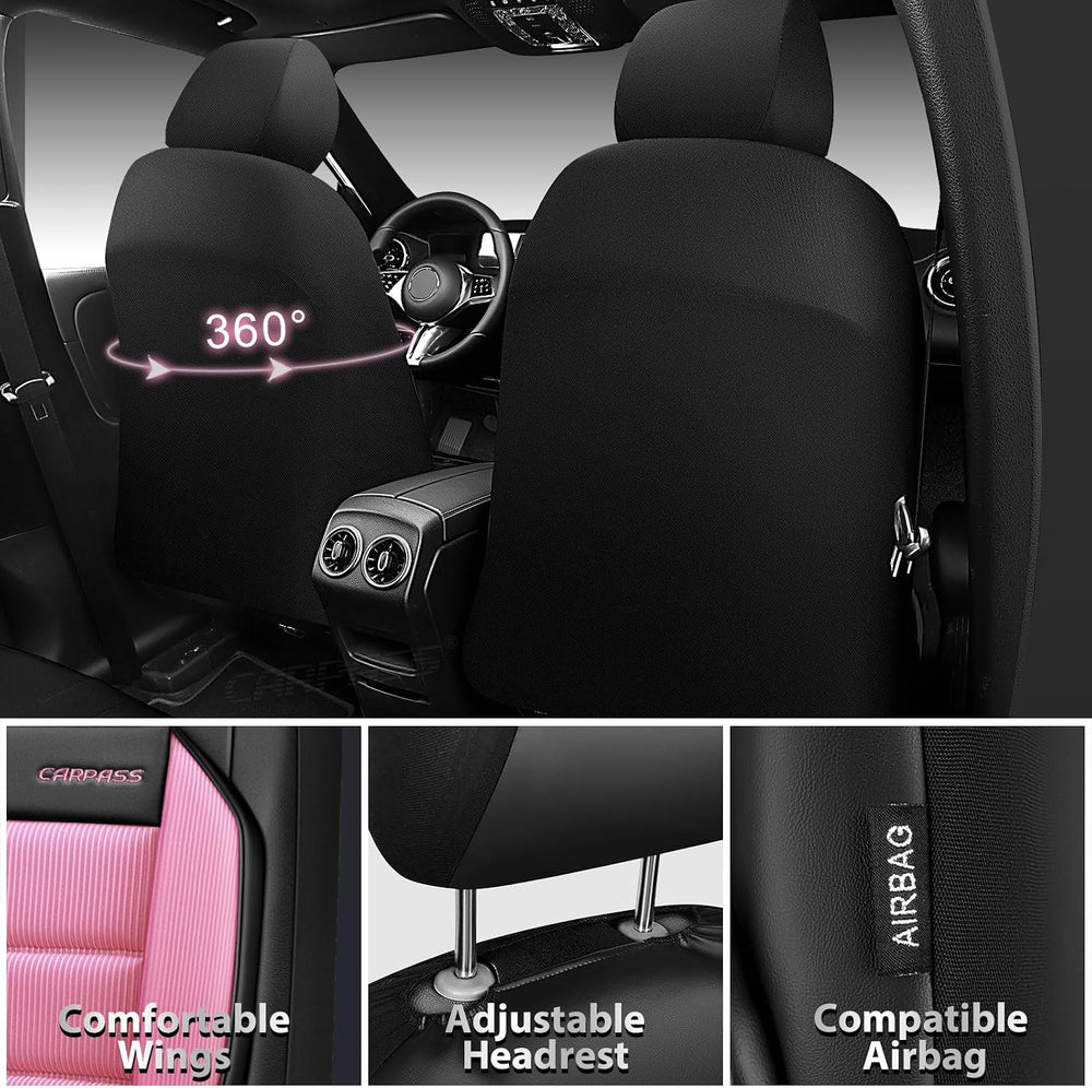 CAR PASS Memory Foam Seat Covers Full Sets, Airy Cool Mesh Thick Car Seat Cov...