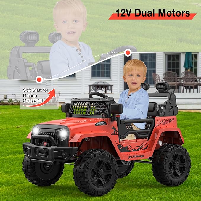 12V Kids Electric Ride On Truck Car w/Parent Remote Control, Spring Suspension