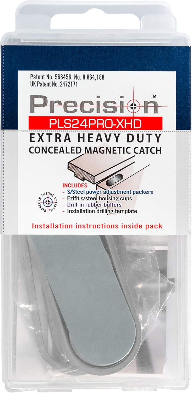 Precision Lock PLS24PRO-XHD Concealed Magnetic Catch, Stainless Steel, 24-75m...