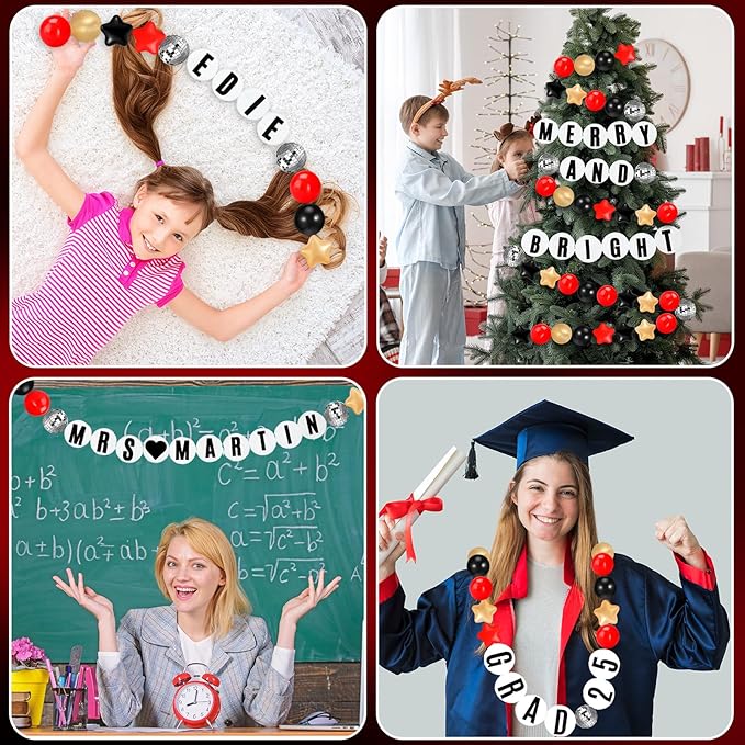 Giant Friendship Bracelet Garland Kit, DIY Birthday Banner with Letters Ball ...
