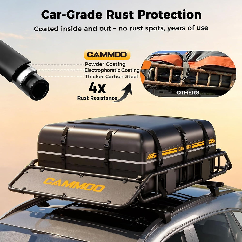 CAMMOO 54"x34" Roof Rack Basket, Removable Fairing & Support Ba...