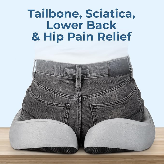 5 STARS UNITED Seat Cushion for Tailbone Pain Relief – Large Memory Foam