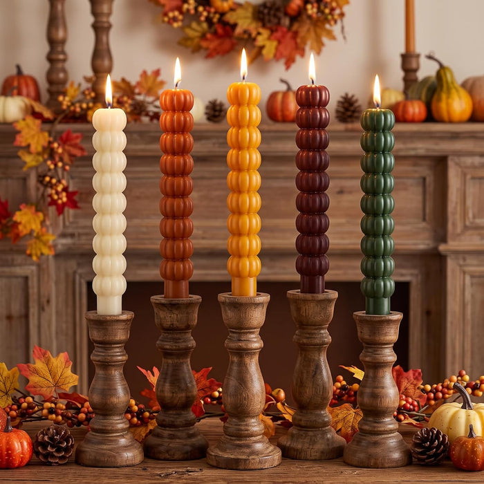 Conelist 5 Pcs Pumpkin Taper Candles Autumn Halloween Gifts, Multicolor