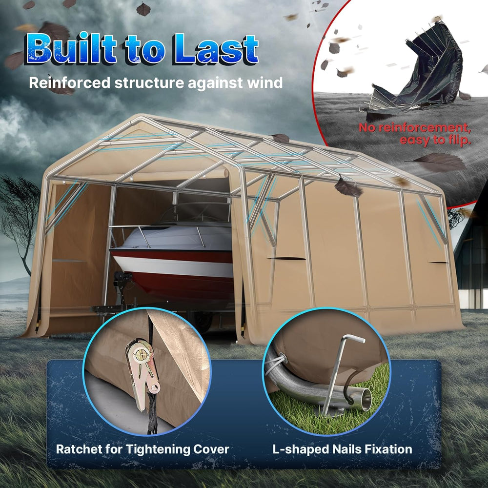 ADVANCE OUTDOOR Heavy Duty 10X20 ft Carport Outdoor Patio Portable Canopy Sto...
