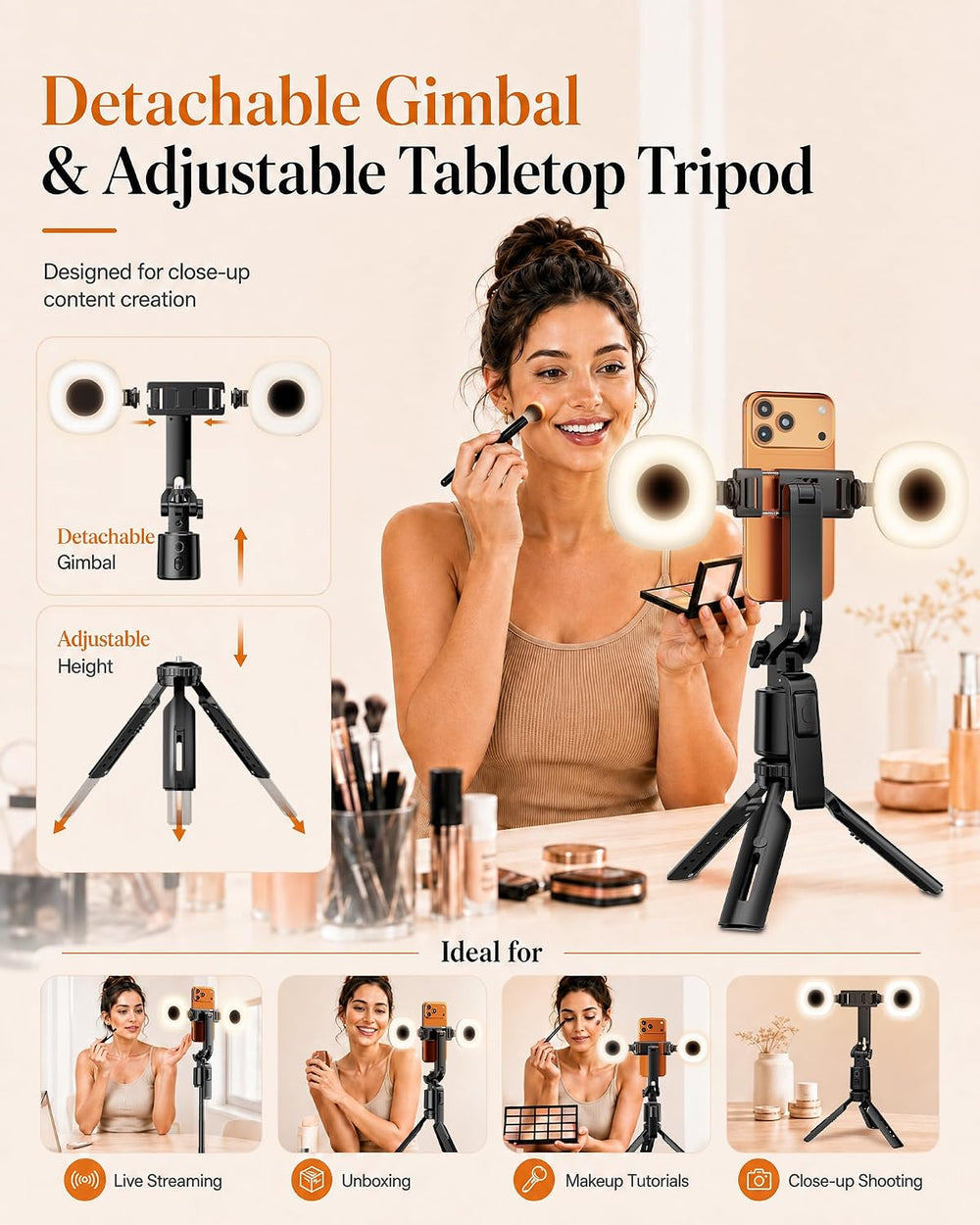 UBeesize 71" Vlogging Kit, Face Tracking Tripod, Desk Stand, Mics & ...
