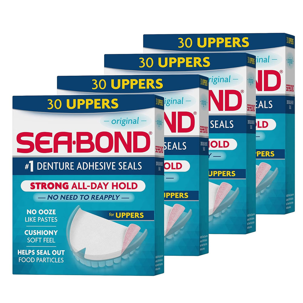 SEA-BOND Denture Adhesive Seals, Original, Uppers, 30 Count (4 Pack)