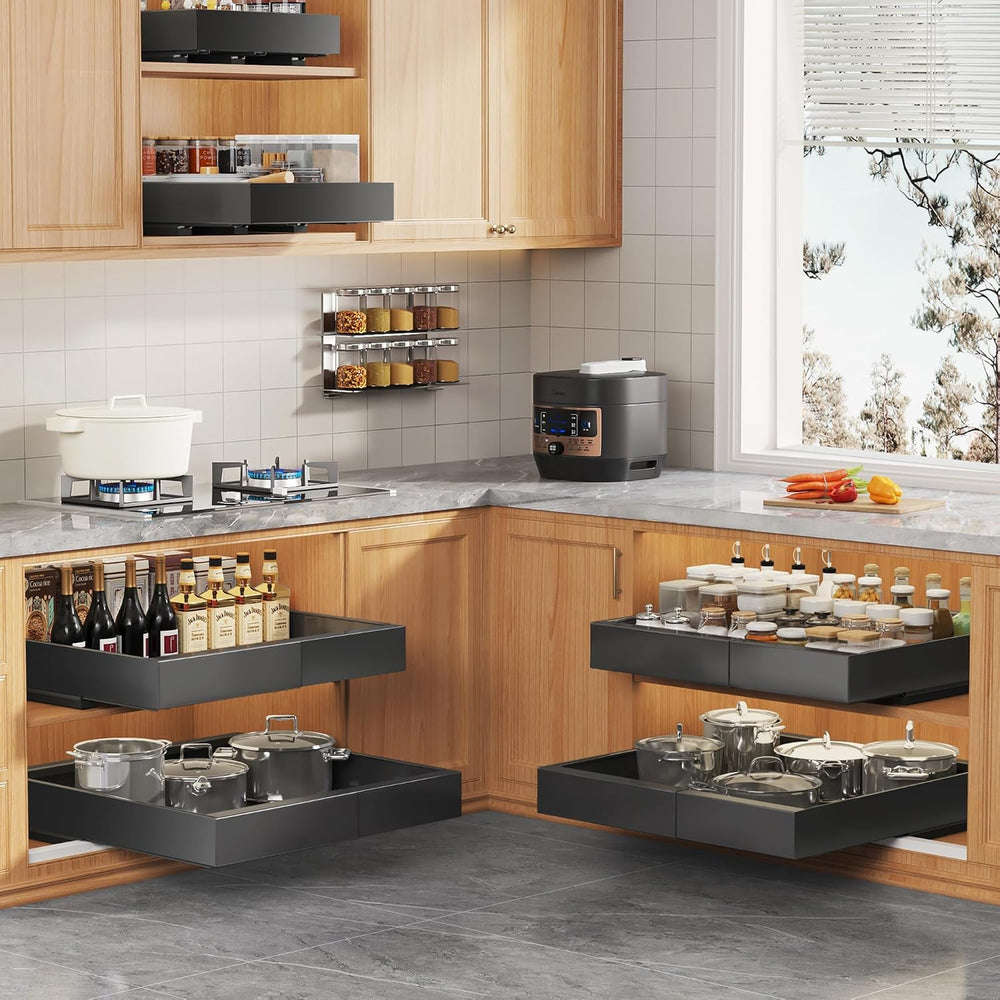 Seinloes 2Pack Expandable Pull Out Cabinet Organizer 21"Deep with Raisin...