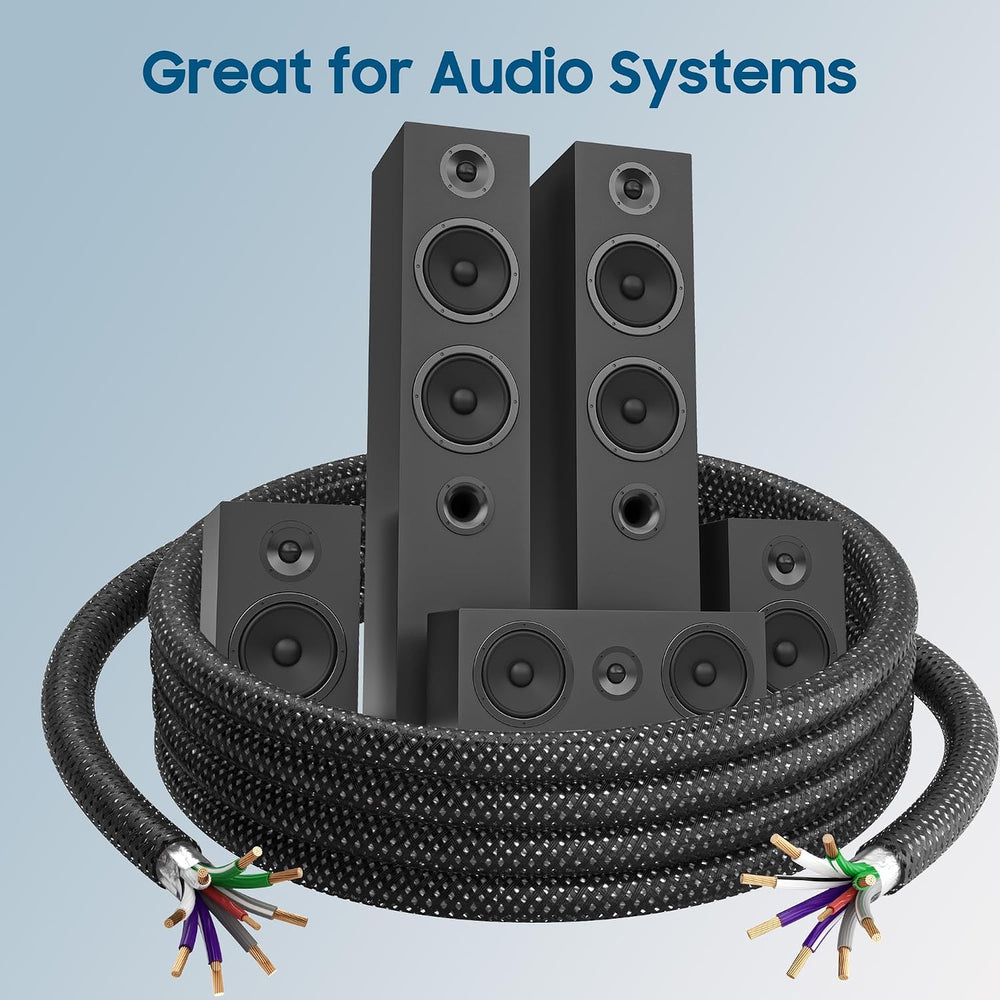 9 Conductor Speaker Cable 25 FT, 18 Gauge Pure Copper Cable with Aluminum Foi...