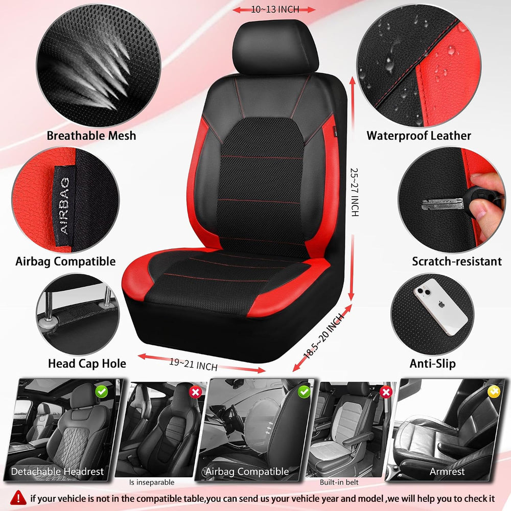 CAR PASS Universal Leather car seat Covers Sport fits Most Cars, SUVs, Trucks...