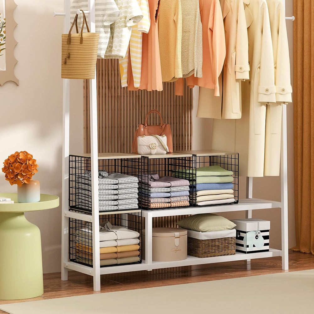 Hencawima 6 Pack Stackable Closet Organizers and Storage Basket, Closet Shelv...