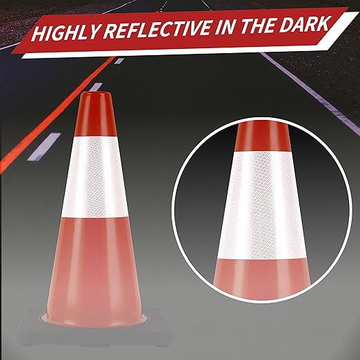 Traffic Cones 18 inch 6 Pack Heavy Duty Safety Cones Orange