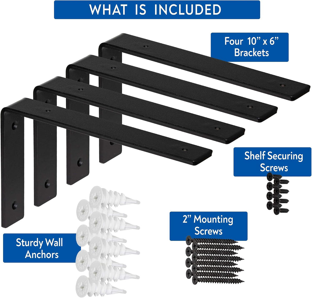 Heavy-Duty Shelf Brackets - Premium Construction Grade 1/4" (6mm) Thick ...