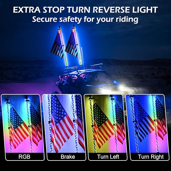 2PCS 3FT RGB LED Whip Light
