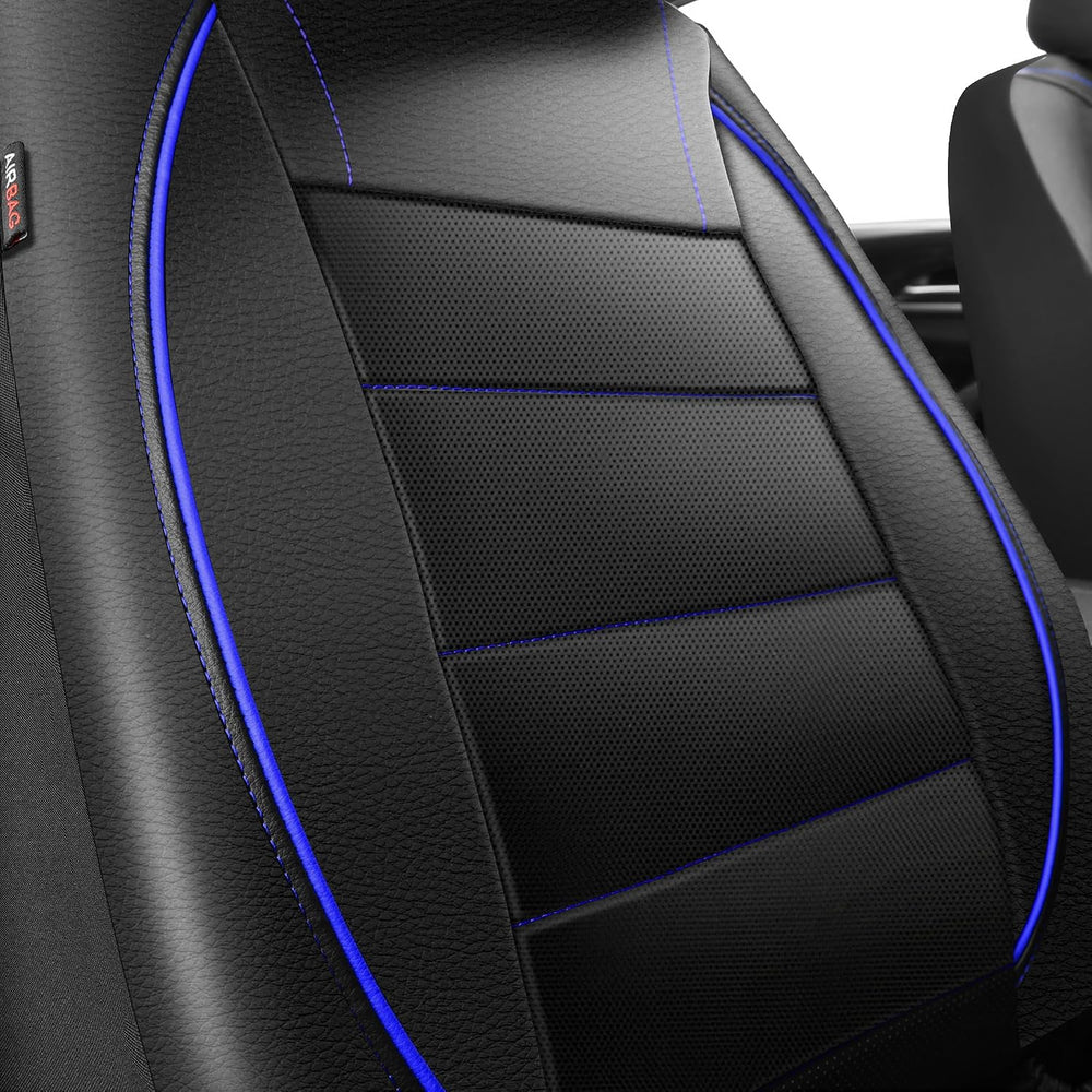 CAR PASS Universal FIT Piping Leather Two Front Seat Covers, Waterproof Faux ...