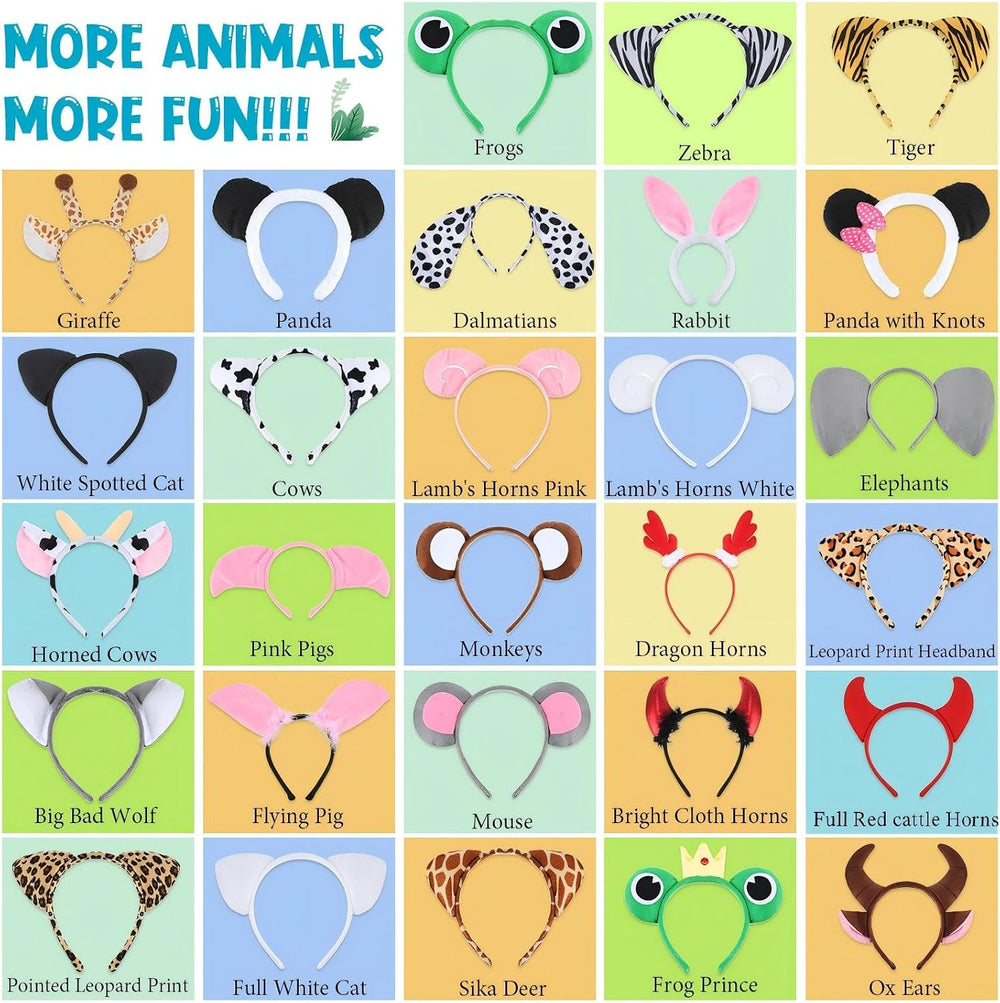 Yunsailing 28 Pcs Halloween Animal Ears Headbands Accessories for Adults