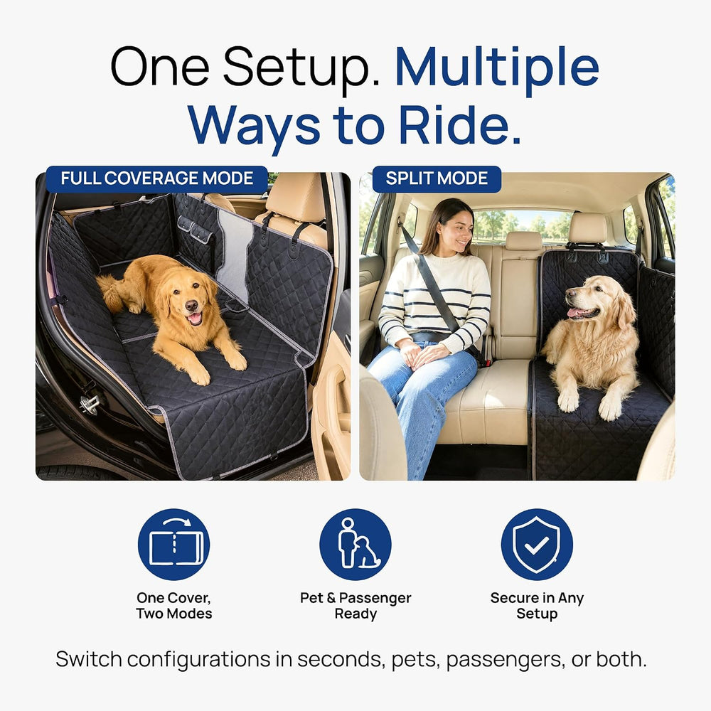 evori Dog Car Seat Cover for Back Seat Waterproof Hammock with Mesh Barrier