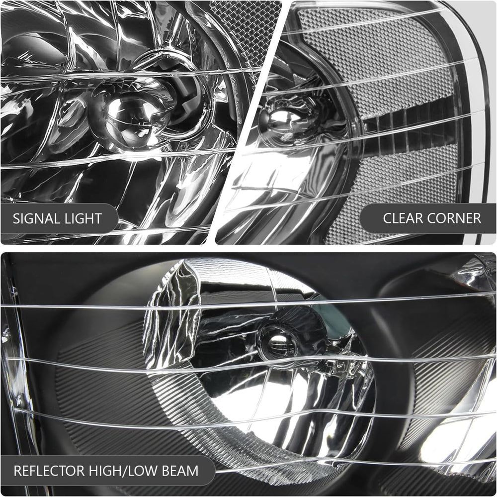 DNA MOTORING Pair Headlights Compatible with 02-05 Dodge Ram 1500 2500 3500, ...