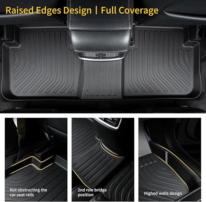 GINOWY-Floor Mats for Dodge Challenger RWD 2015-2023, TPE All Weather