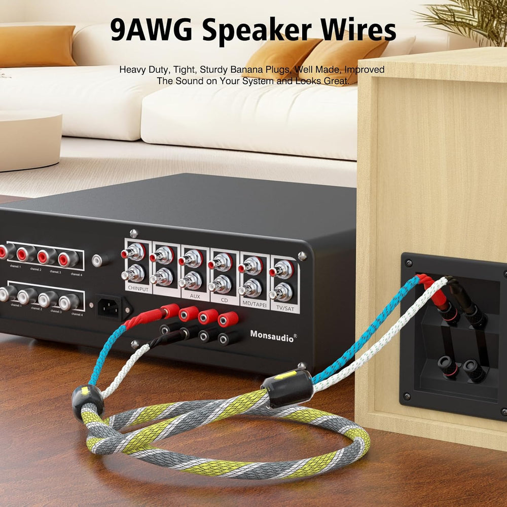 9AWG Speaker Wire 2 x 6.3 mm² HiFi Audiophile Speaker Cable 1 Pair(2.5M)