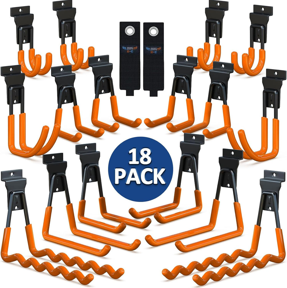 3-H Slatwall Accessories 18 Pack, Slatwall Hooks & Hangers Multi Sizes